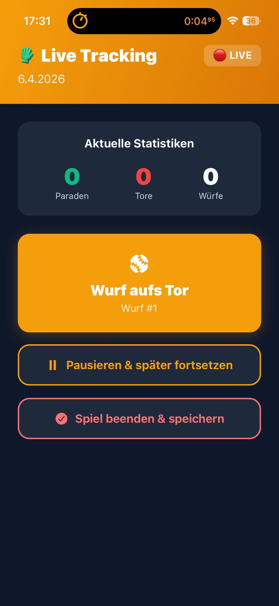 Live Tracking — Jeden Wurf in Echtzeit erfassen